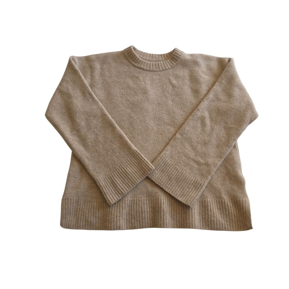 Reformation Wool Tan‎ Beige Oversized 3/4 Sleeve Minimalist Old Money Sweater XS